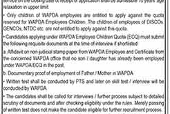 The Pakistan Water & Power Development Authority (WAPDA) Latest Jobs